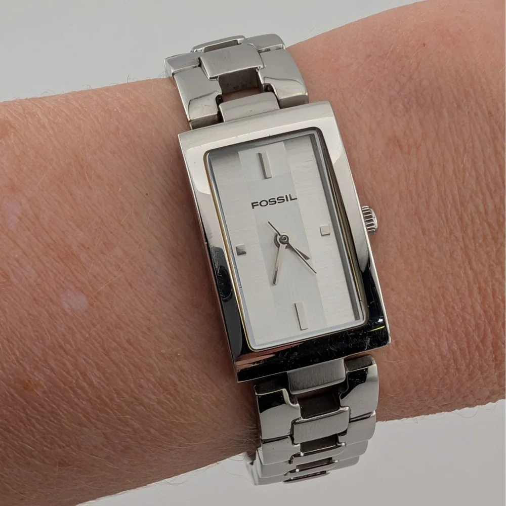 Fossil ES-1107 F2 Tank Watch Patterned Dial All Stainless Steel‎ WR100